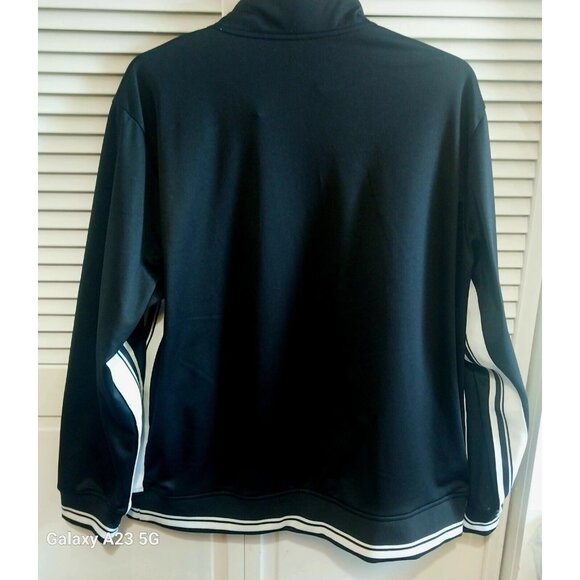 Athletic Works Mens XL Black Full-Zip Track Jacket With White Stripes & Pockets - Picture 2 of 8